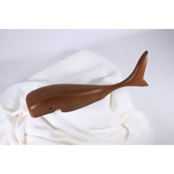 Large teak whale bottle opener, mid century modern bar wares, nautical home - Picture 8 of 10